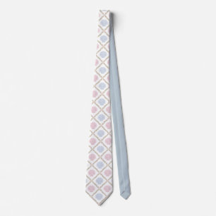 Pastel Seashell Coastal Beach Lattice Pattern Tie