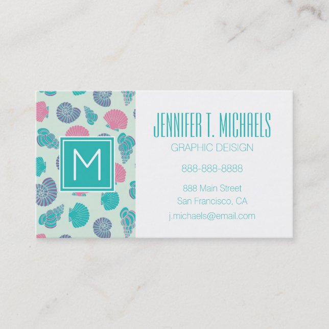 Pastel Seashell Pattern 1 Business Card (Front)