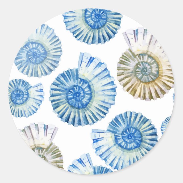 Pastel Seashell Pattern 2 Classic Round Sticker (Front)