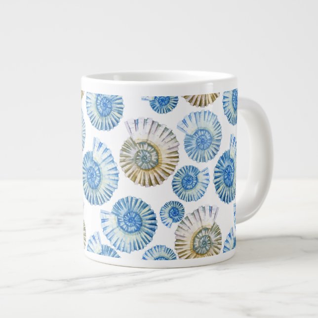 Pastel Seashell Pattern 2 Large Coffee Mug (Front Right)
