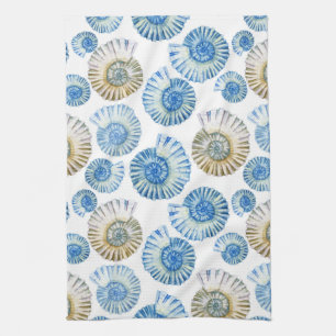 Pastel Seashell Pattern 2 Tea Towel
