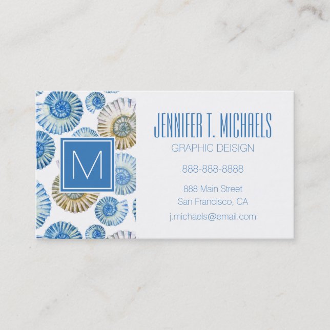 Pastel Seashell Pattern Business Card (Front)