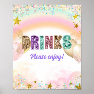 Pastel Sequin Glitter Double Birthday Drinks Sign