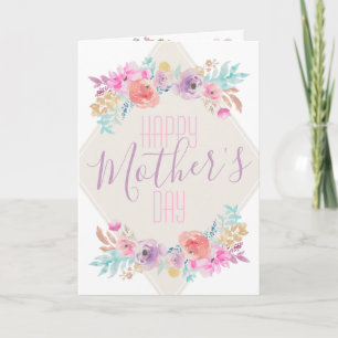 Pastel Shabby Chic Floral  Boho Happy Mother's Day Card