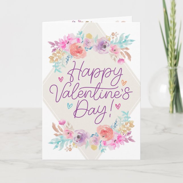 Pastel Shabby Chic Floral Romantic Valentine's Day Card (Front)