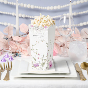 Pastel Shade Blush Pink Wild Floral Wedding Favour Box