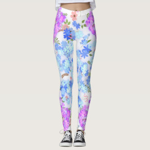 pastel shades floral pattern leggings