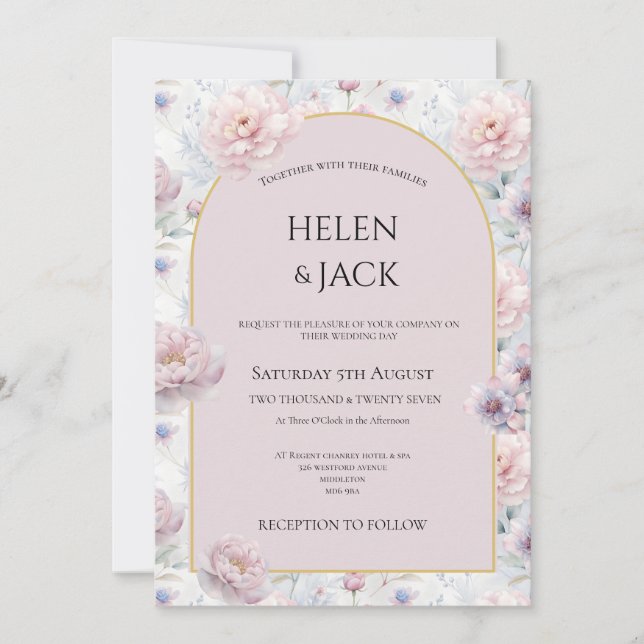 Pastel Shades Wedding Invitation (Front)
