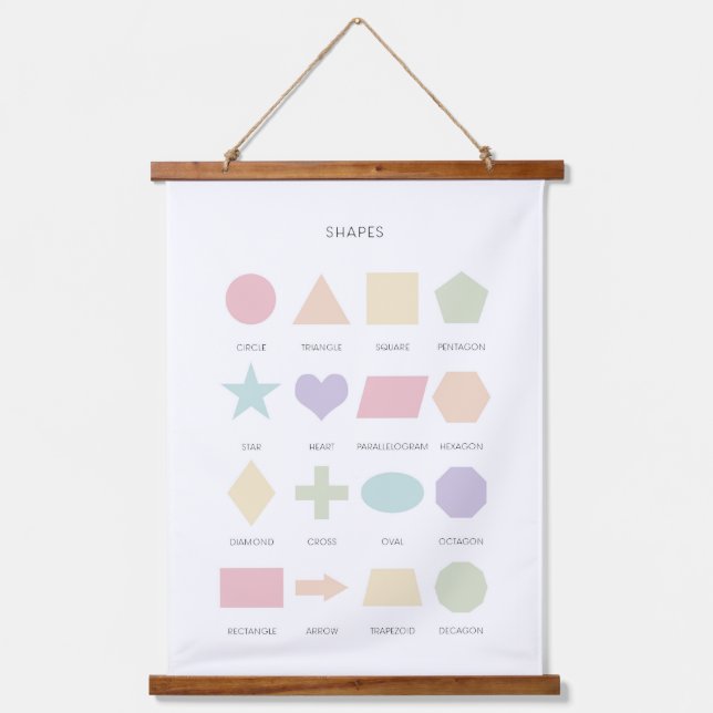 Pastel shape learning poster hanging tapestry (Front)