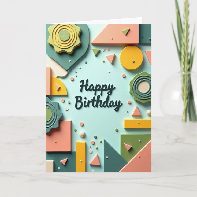 Pastel Shapes Birthday Card (Front)