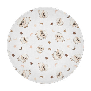 Pastel Sheep Pattern Cutting Board