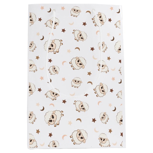 Pastel Sheep Pattern Medium Gift Bag (Front)