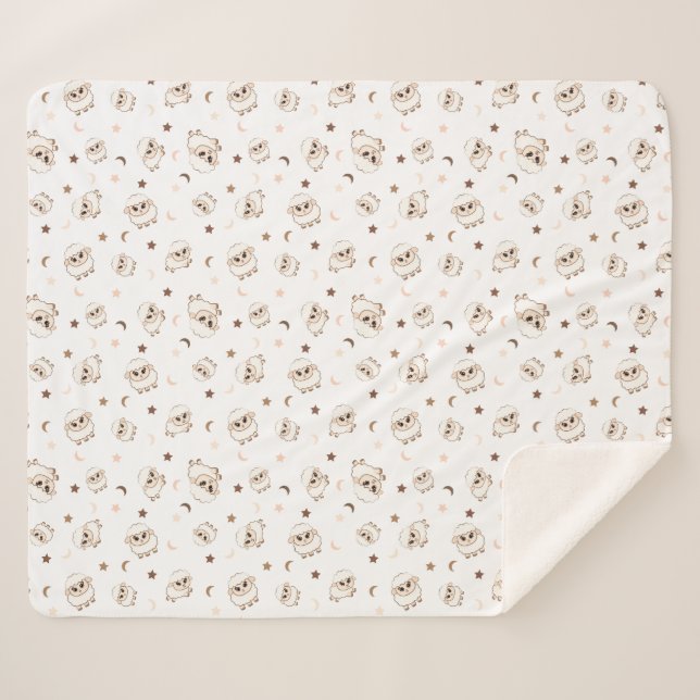 Pastel Sheep Pattern Sherpa Blanket (Front (Horizontal))