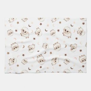 Pastel Sheep Pattern Tea Towel