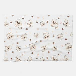 Pastel Sheep Pattern Tea Towel