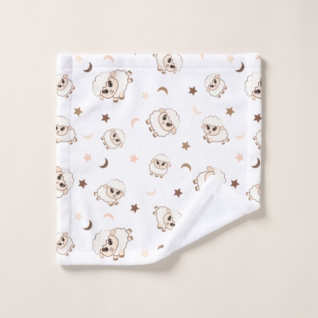 Pastel Sheep Pattern Wash Cloth (Wash Cloth)