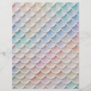 Pastel Shimmer Mermaid Scales Scrapbook Paper