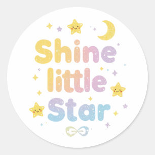 Pastel "Shine Little Star" Celestial Classic Round Sticker