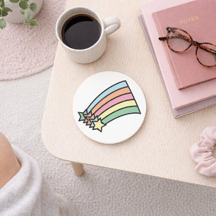 Pastel Shooting Star Rainbow Retro Aesthetic Coaster
