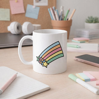 Pastel Shooting Star Rainbow Retro Aesthetic Coffee Mug