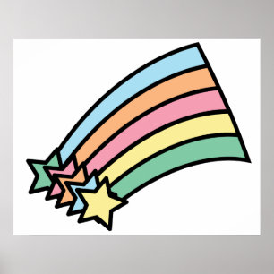 Pastel Shooting Star Rainbow Retro Aesthetic Desig Poster
