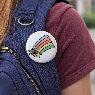 Pastel Shooting Star Rainbow Retro Stars 6 Cm Round Badge