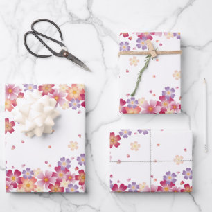 Pastel Showers of Plum & Cherry Blossoms  Wrapping Paper Sheet