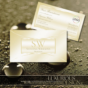 Pastel Silk Gold Decorative with Monogram and Logo Business Card