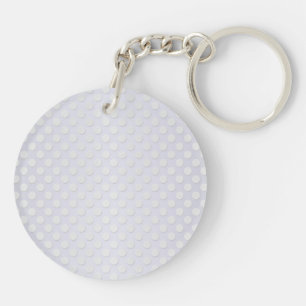 Pastel Silvery White Polka Dot Pattern Key Ring