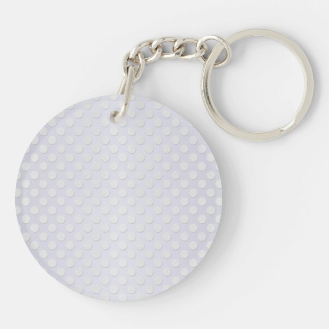 Pastel Silvery White Polka Dot Pattern Key Ring (Back)