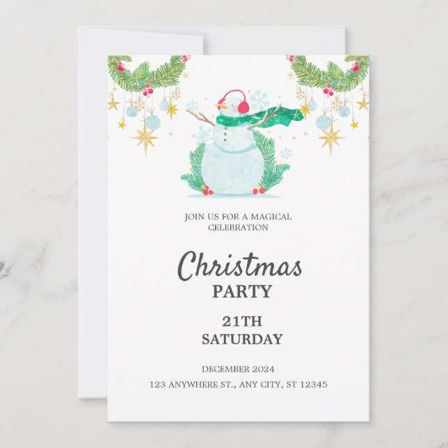 Pastel Simple Christmas Party Invitation (Front)