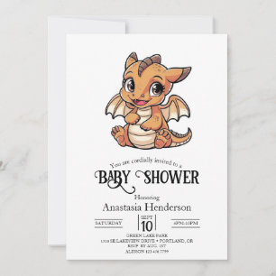 Pastel Simple Digital Dragon Baby Shower Invitation