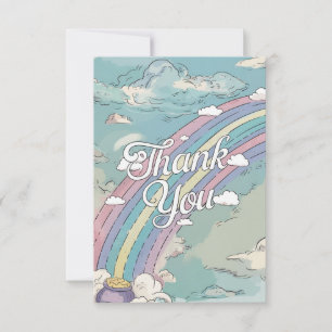 Pastel Simple Rainbow and Clouds  Thank You Card