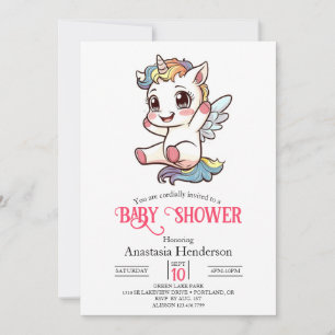 Pastel Simple Unicorn Baby Shower Invitation