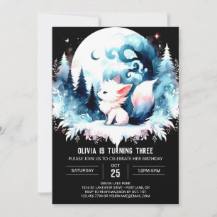 Pastel Simple Wolf Birthday Invitation