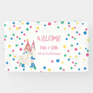Pastel Sisters Joint Birthday Party Banner