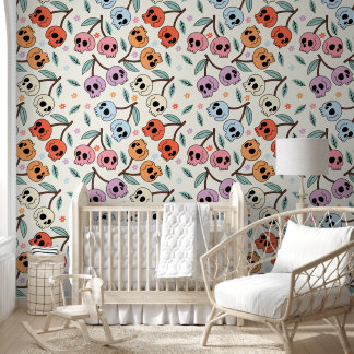 Pastel Skull Artistic and Whimsical Design Wallpaper