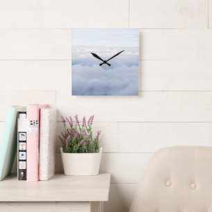 Pastel Sky and Fluffy Clouds Dream 1 Square Wall Clock