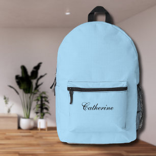 Pastel Sky   Black Personalised Name  Printed Backpack