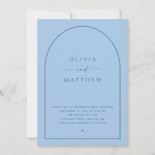 Pastel Sky Blue Coastal Wedding Arch Photo + QR Invitation