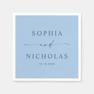 Pastel Sky Blue Modern Wedding Coastal Seaside Napkin
