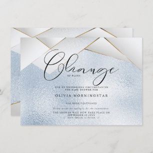 Pastel Sky Blue  Pearl Facets Postponed Shower Invitation