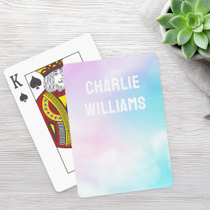 Pastel sky clouds modern name playing cards