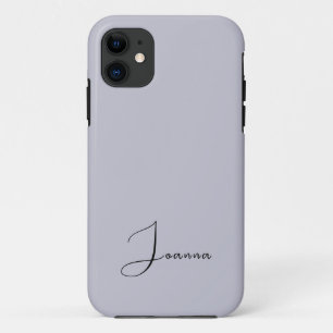 Pastel Sky Lavender Solid Colour   Minimalist Name iPhone 11 Case