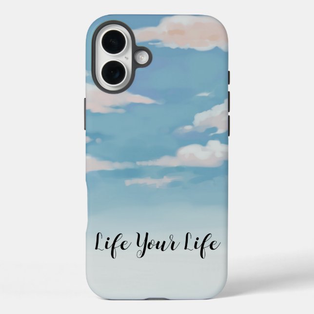 Pastel Sky Phone Case – "Live Your Life" Quote (Back)