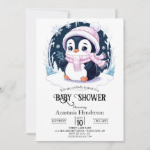 Pastel Snow Penguin Baby Shower
