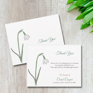 Pastel Snowdrop Funeral Thank You Note Card