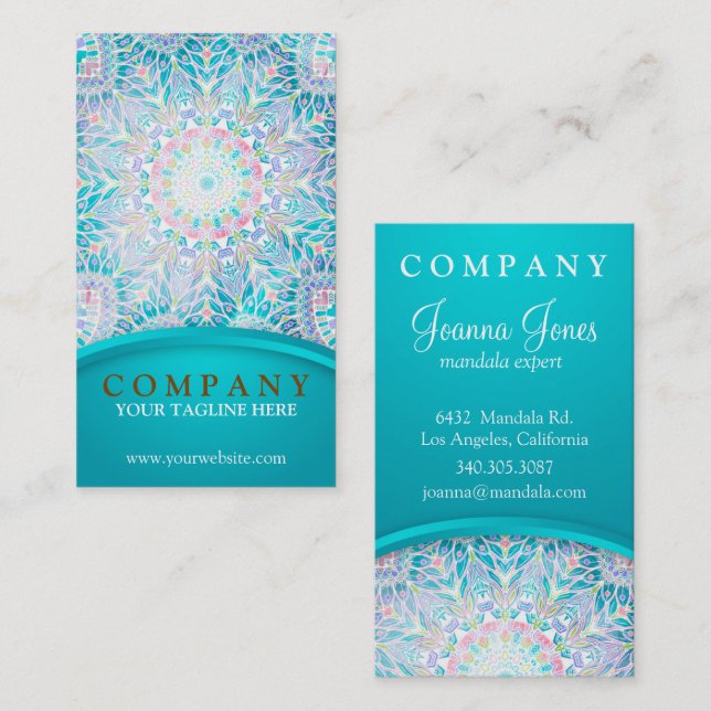 Pastel Snowflake Mandala Business Card (Front/Back)