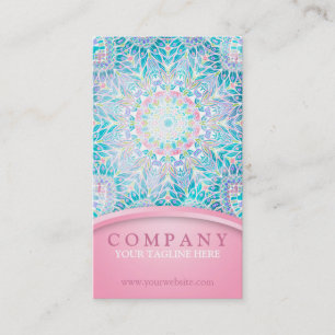 Pastel Snowflake Mandala - Pink Business Card