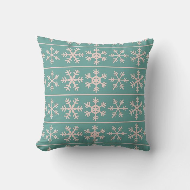 Pastel Snowflake Pattern Cushion (Front)